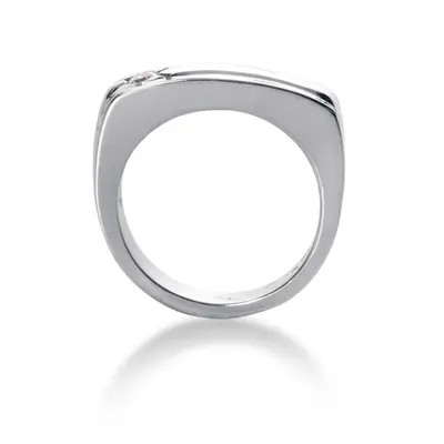 14K white gold 0.10 ct. Round Cut Solitaire Diamond Men's Ring - alternate view 3 thumbnail