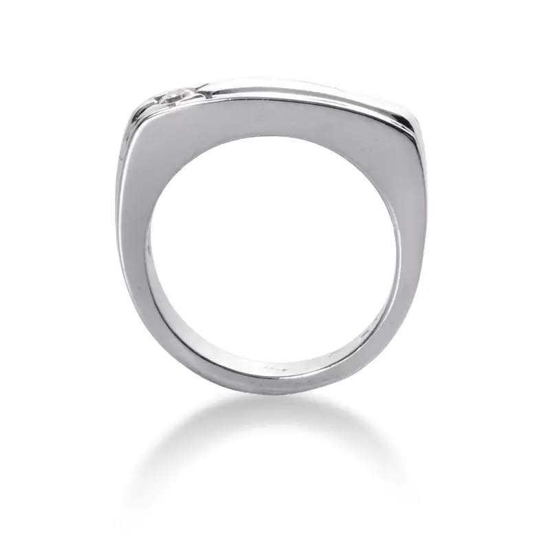 14K white gold 0.10 ct. Round Cut Solitaire Diamond Men's Ring - alternate view 3
