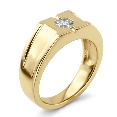 14K white gold 0.35 ct. Solitaire Diamond Man Ring - alternate view 3 thumbnail
