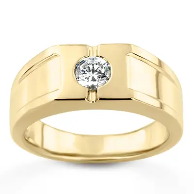 14K white gold 0.35 ct. Solitaire Diamond Man Ring - alternate view 2 thumbnail
