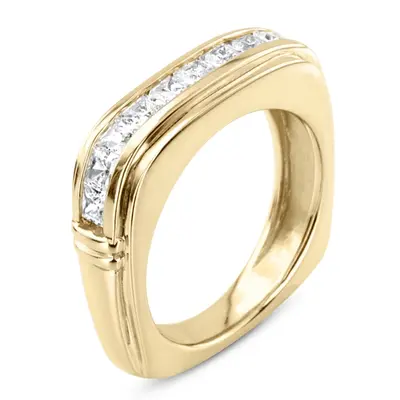 14K white gold 1.54 ct. Princess Cut Channel Set Diamond Men's Ring - alternate view 6 thumbnail