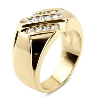 14K white gold 0.49 ct. Round Cut Channel Set Diamond Men's Ring - alternate view 6 thumbnail