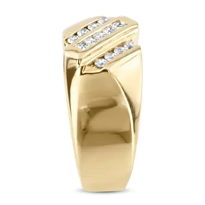 14K white gold 0.49 ct. Round Cut Channel Set Diamond Men's Ring - alternate view 3 thumbnail