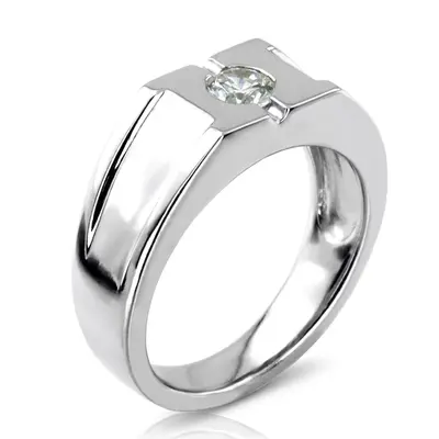 14K white gold 0.35 ct. Solitaire Diamond Man Ring - alternate view 4 thumbnail