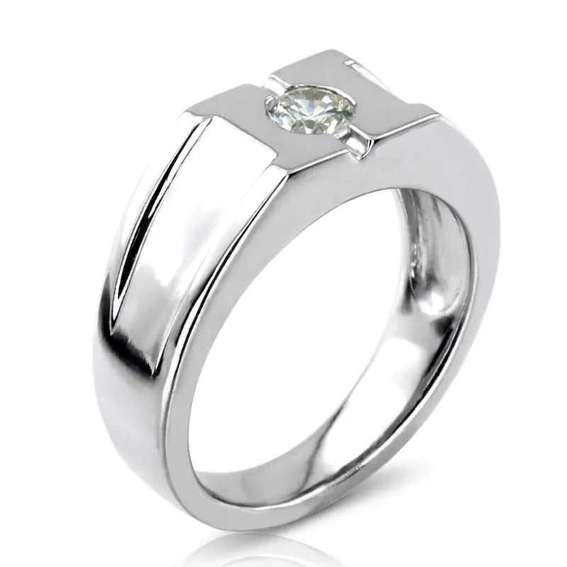 14K white gold 0.35 ct. Solitaire Diamond Man Ring - alternate view 4