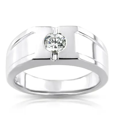 14K white gold 0.35 ct. Solitaire Diamond Man Ring - main view thumbnail