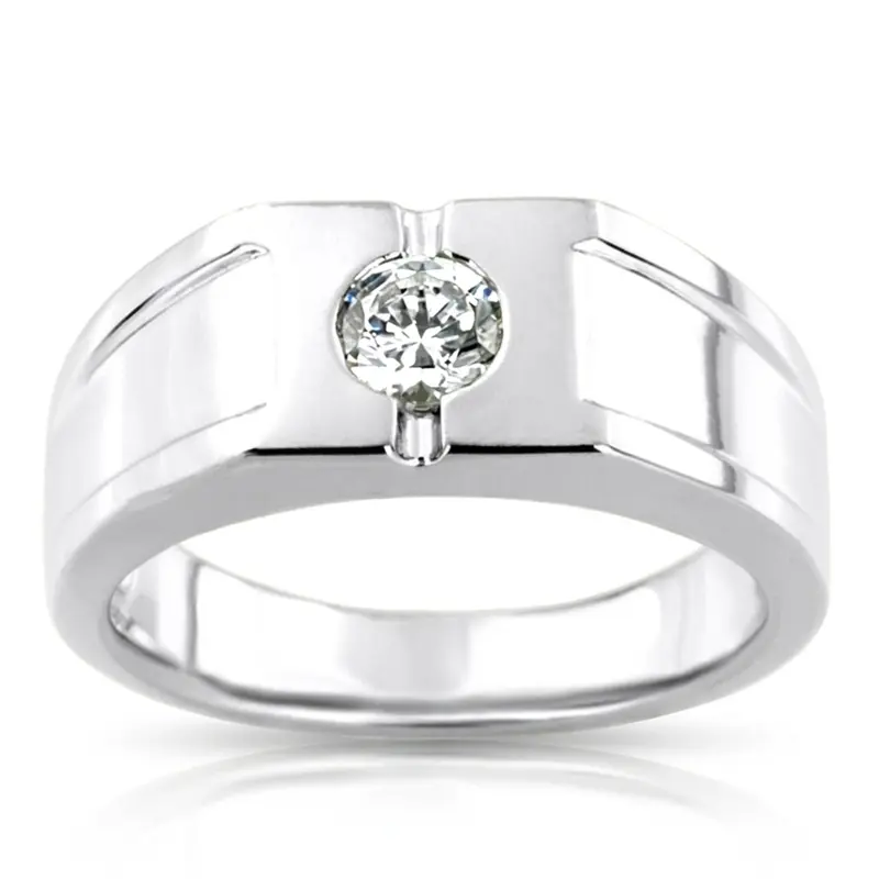 14K white gold 0.35 ct. Solitaire Diamond Man Ring - main view
