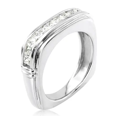 14K white gold 1.54 ct. Princess Cut Channel Set Diamond Men's Ring - alternate view 4 thumbnail