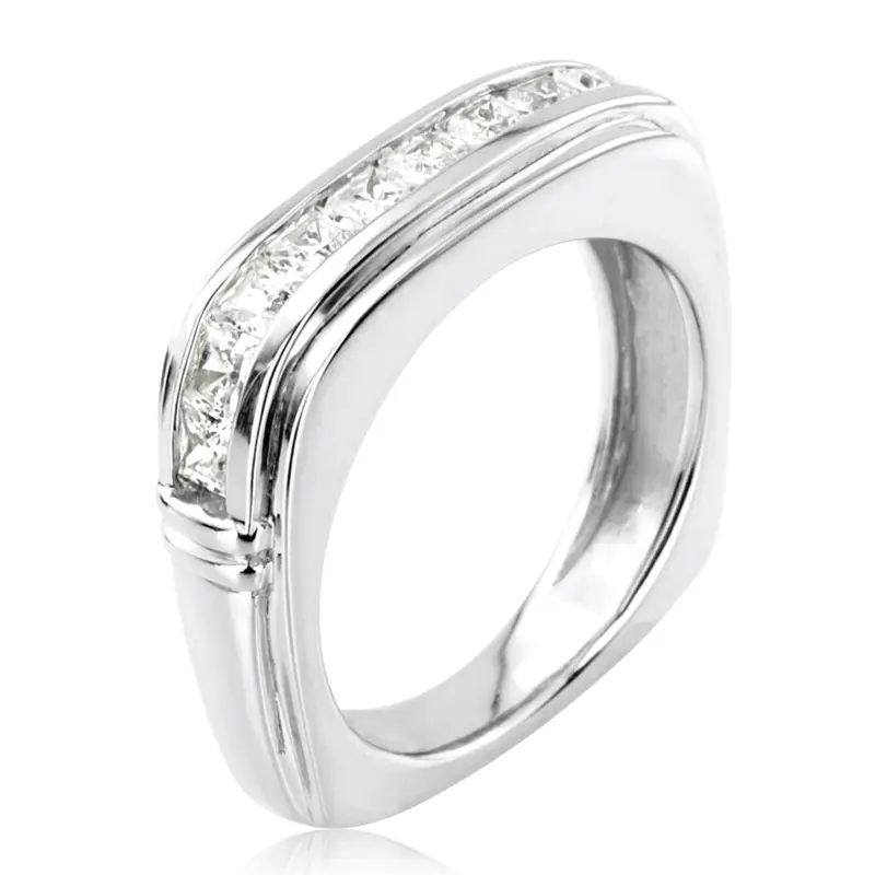 14K white gold 1.54 ct. Princess Cut Channel Set Diamond Men's Ring - alternate view 4