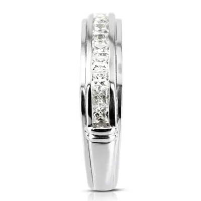 14K white gold 1.54 ct. Princess Cut Channel Set Diamond Men's Ring - alternate view 5 thumbnail