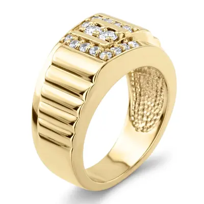 14K white gold 0.62 ct. Round Cut Pave Diamond Men's Ring - alternate view 6 thumbnail