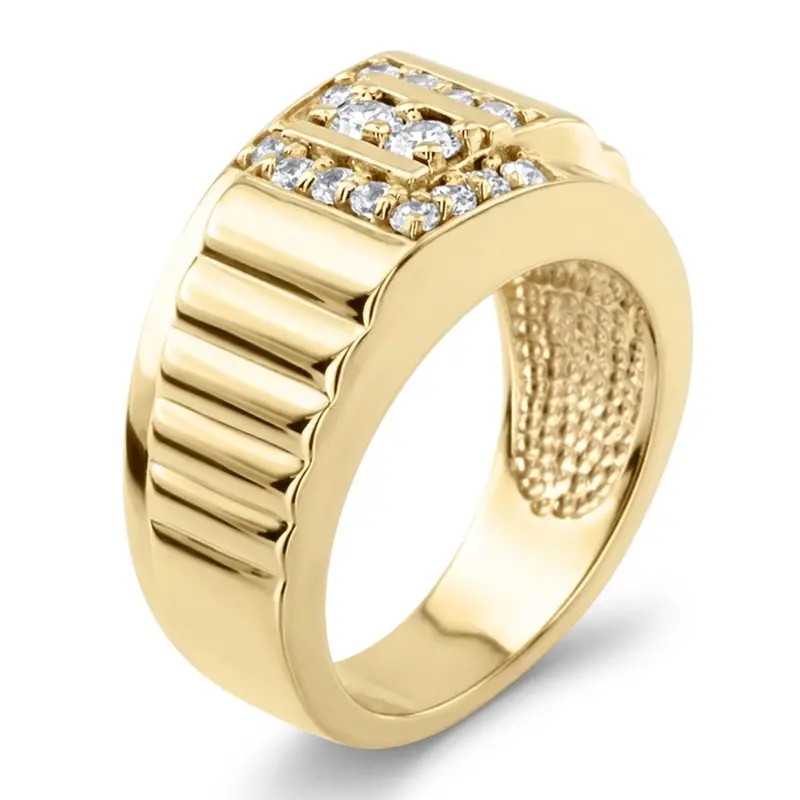 14K white gold 0.62 ct. Round Cut Pave Diamond Men's Ring - alternate view 6