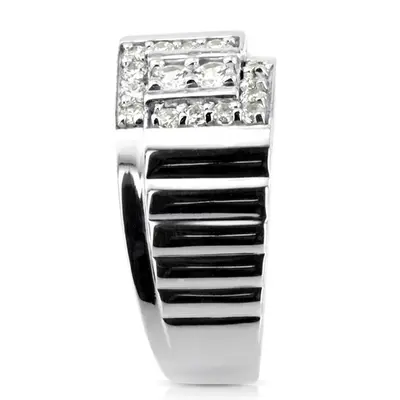 14K white gold 0.62 ct. Round Cut Pave Diamond Men's Ring - alternate view 4 thumbnail