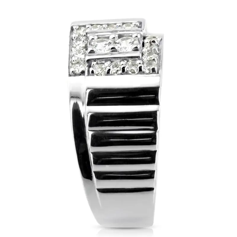 14K white gold 0.62 ct. Round Cut Pave Diamond Men's Ring - alternate view 4