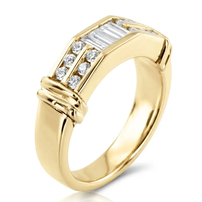 14K white gold 0.50 ct. tw. Baguette Channel Set Diamond Men's Ring - alternate view 7