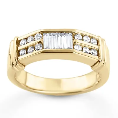 14K white gold 0.50 ct. tw. Baguette Channel Set Diamond Men's Ring - alternate view 2 thumbnail