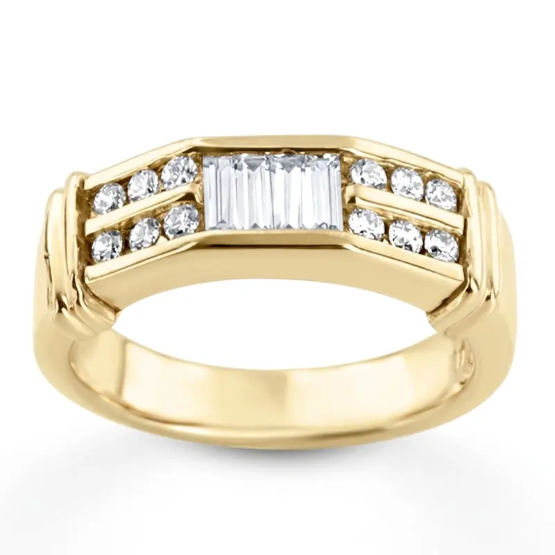 14K white gold 0.50 ct. tw. Baguette Channel Set Diamond Men's Ring - alternate view 2