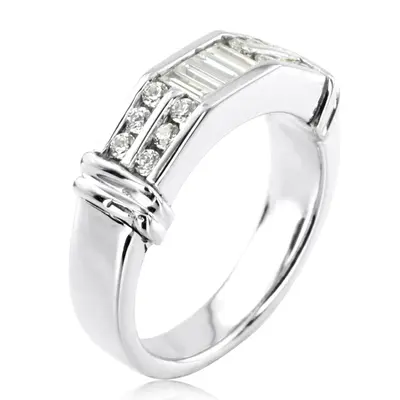 14K white gold 0.50 ct. tw. Baguette Channel Set Diamond Men's Ring - alternate view 4 thumbnail
