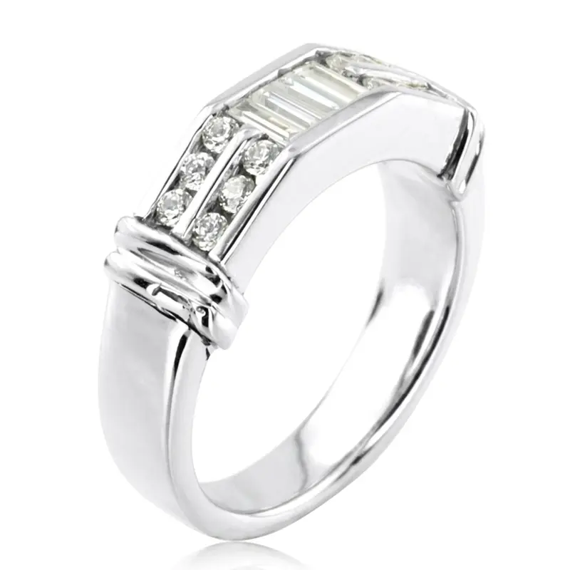 14K white gold 0.50 ct. tw. Baguette Channel Set Diamond Men's Ring - alternate view 4