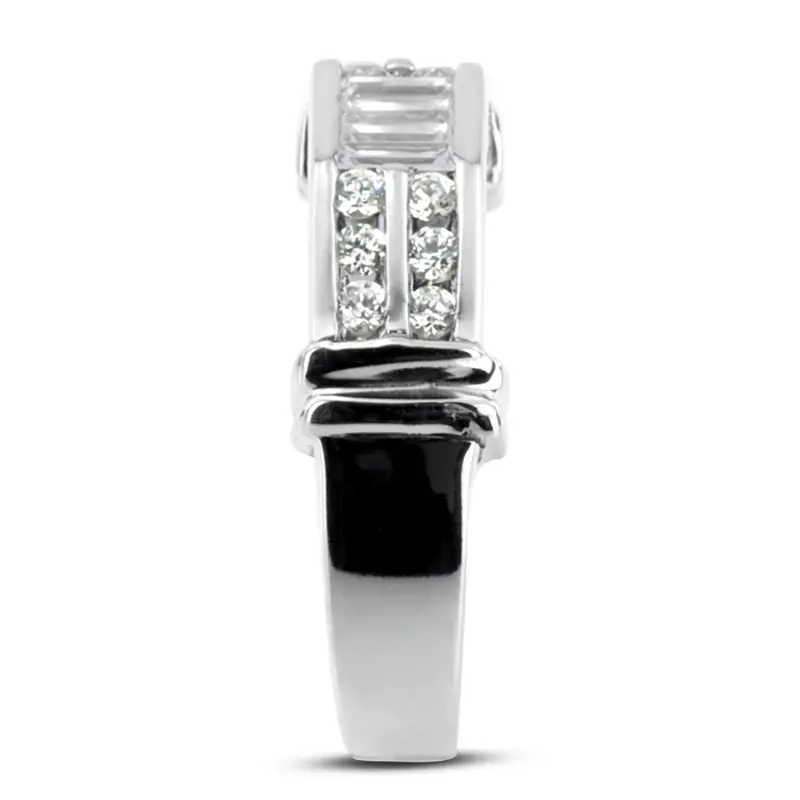 14K white gold 0.50 ct. tw. Baguette Channel Set Diamond Men's Ring - alternate view 5