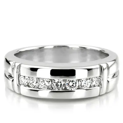 0.56 ct. Round Cut Channel Set Diamond Man Ring