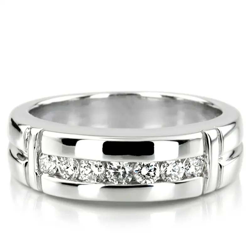 14K rose gold 0.56 ct. Round Cut Channel Set Diamond Man Ring - main view
