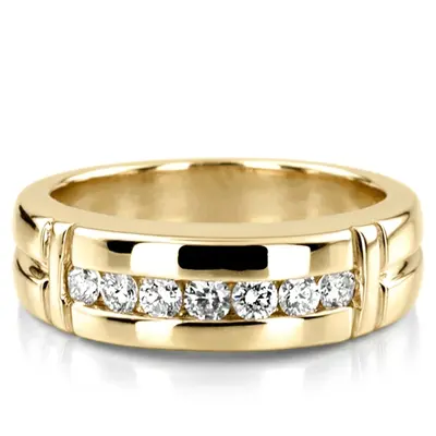 0.56 ct. Round Cut Channel Set Diamond Man Ring alternate view