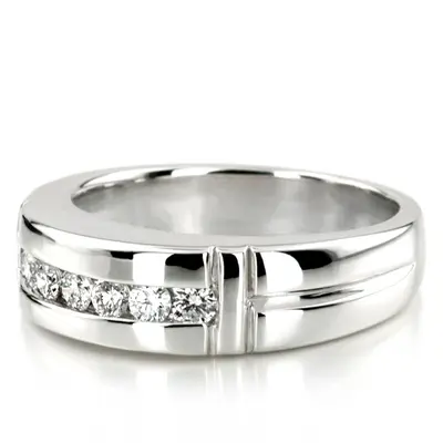 14K rose gold 0.56 ct. Round Cut Channel Set Diamond Man Ring - alternate view 7 thumbnail