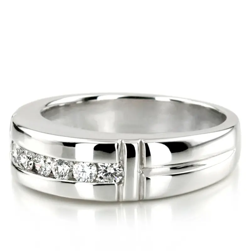 14K rose gold 0.56 ct. Round Cut Channel Set Diamond Man Ring - alternate view 7