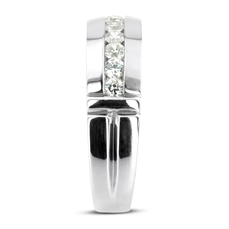 14K rose gold 0.56 ct. Round Cut Channel Set Diamond Man Ring - alternate view 6