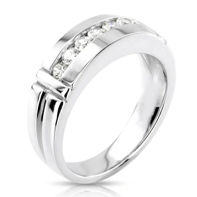 14K rose gold 0.56 ct. Round Cut Channel Set Diamond Man Ring - alternate view 4