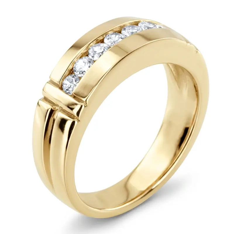 14K rose gold 0.56 ct. Round Cut Channel Set Diamond Man Ring - alternate view 5