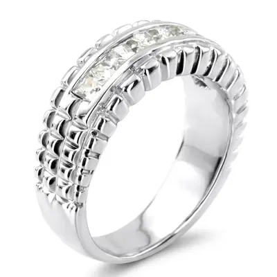 14K white gold 1.36 ct. Princess Cut Channel Set Diamond Men's Ring - alternate view 3 thumbnail