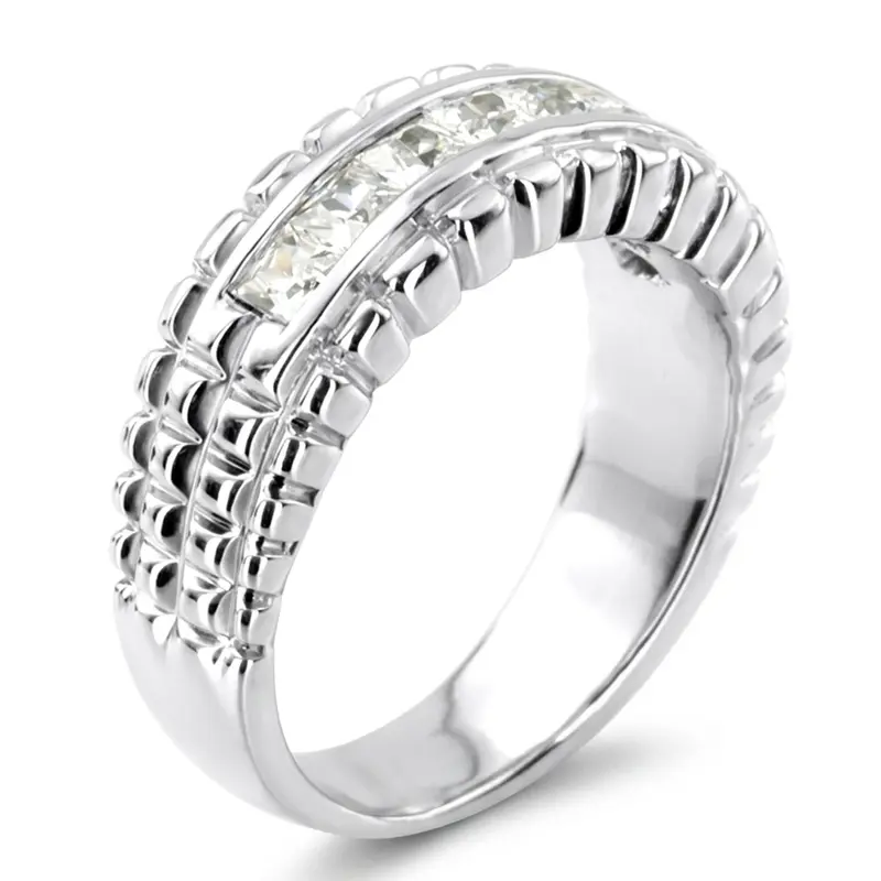 14K white gold 1.36 ct. Princess Cut Channel Set Diamond Men's Ring - alternate view 3
