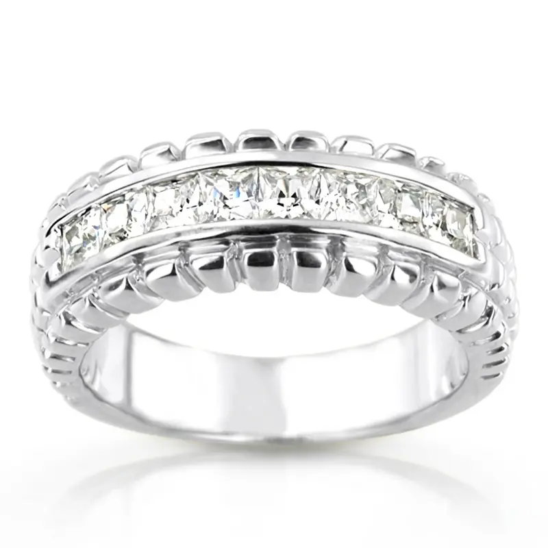 14K white gold 1.36 ct. Princess Cut Channel Set Diamond Men's Ring - alternate view 2