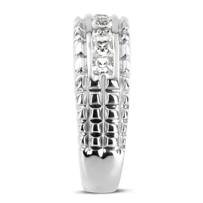 14K white gold 1.36 ct. Princess Cut Channel Set Diamond Men's Ring - alternate view 4 thumbnail