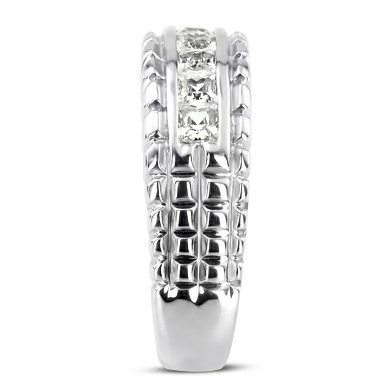 14K white gold 1.36 ct. Princess Cut Channel Set Diamond Men's Ring - alternate view 4