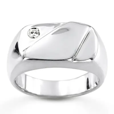 0.07 ct. Round Cut Solitaire Diamond Men's Ring alternate view
