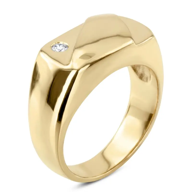 14K white gold 0.07 ct. Round Cut Solitaire Diamond Men's Ring - alternate view 4
