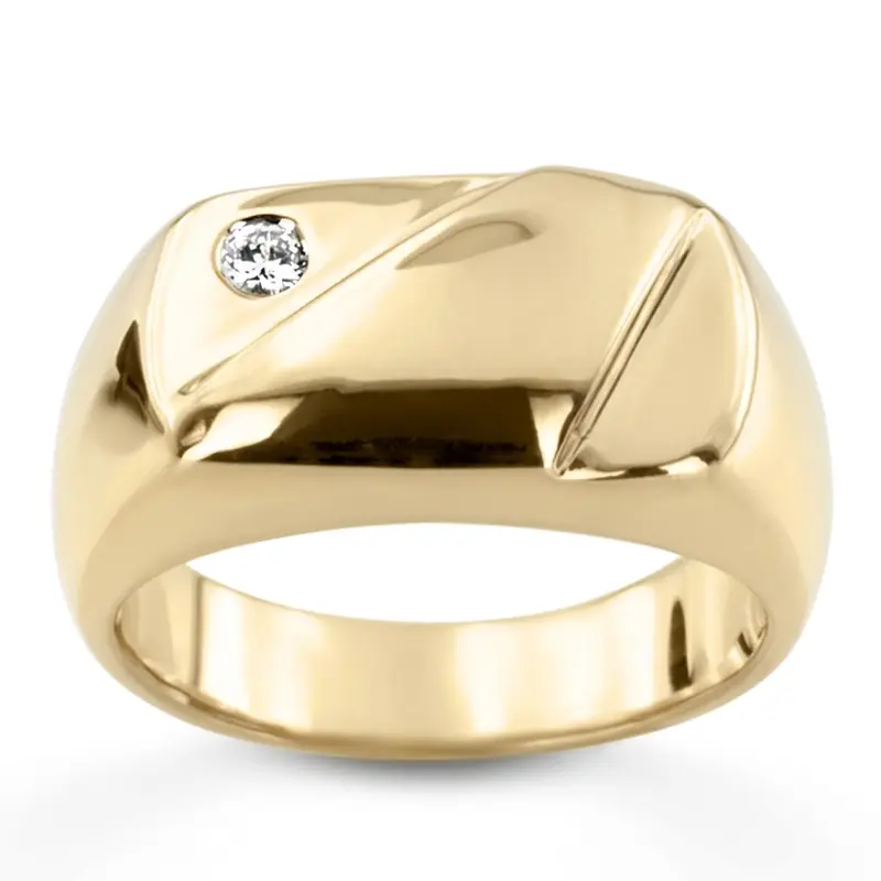 14K white gold 0.07 ct. Round Cut Solitaire Diamond Men's Ring - main view