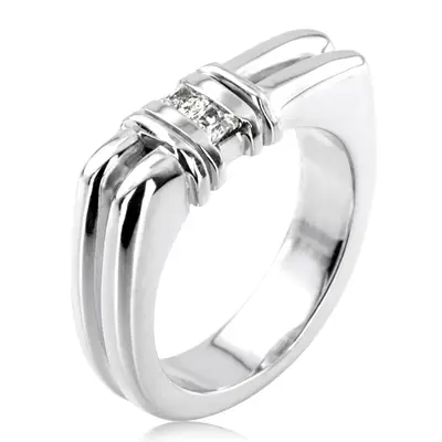 14K white gold 0.20 ct. Princess Cut Diamond Men's Ring - alternate view 6 thumbnail