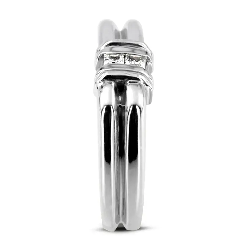 14K white gold 0.20 ct. Princess Cut Diamond Men's Ring - alternate view 5