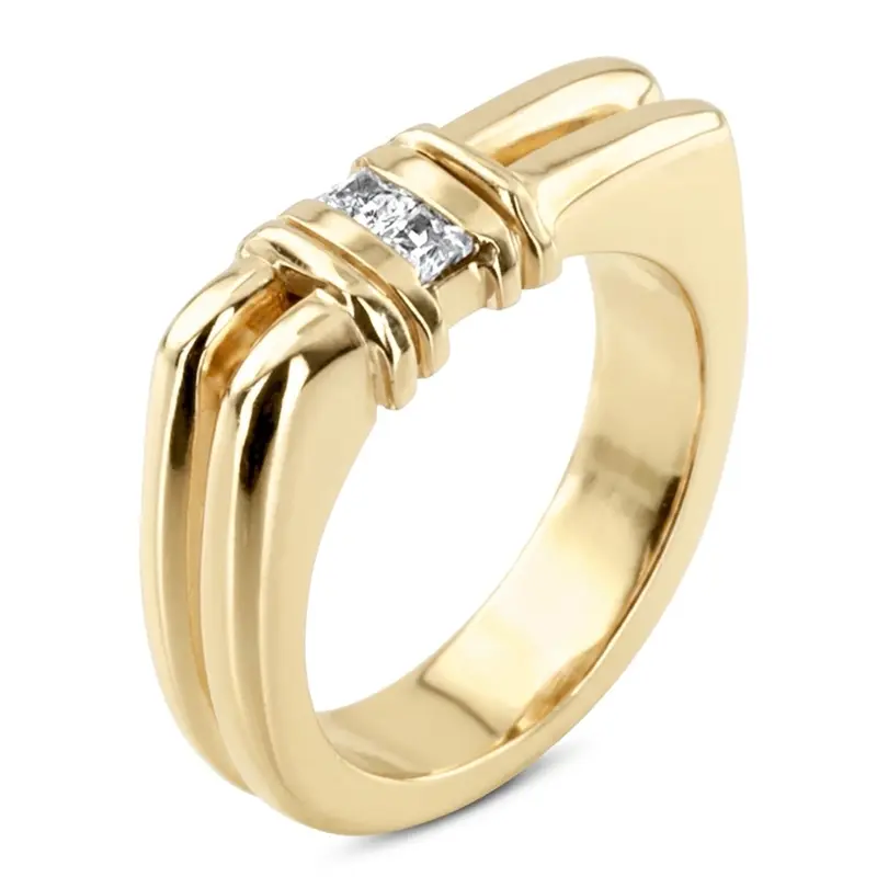 14K white gold 0.20 ct. Princess Cut Diamond Men's Ring - alternate view 3