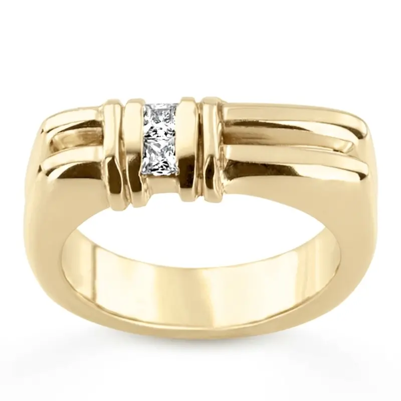 14K white gold 0.20 ct. Princess Cut Diamond Men's Ring - main view