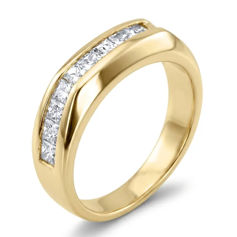 14K white gold 0.50 ct. Princess Cut Channel Set Diamond Men's Ring - alternate view 6