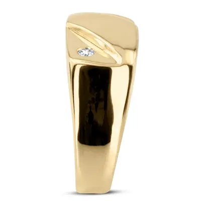 14K white gold 0.07 ct. Round Cut Solitaire Diamond Men's Ring - alternate view 5 thumbnail