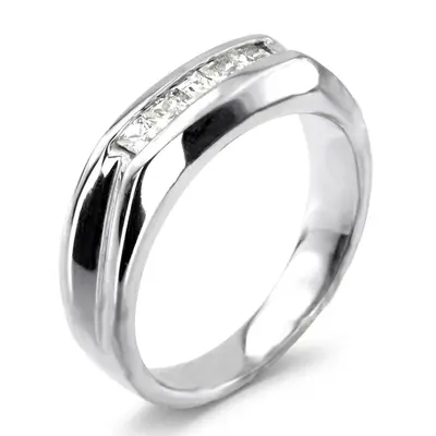 14K white gold 0.50 ct. Princess Cut Channel Set Diamond Men's Ring - alternate view 5 thumbnail