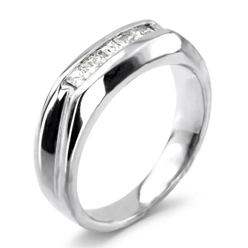 14K white gold 0.50 ct. Princess Cut Channel Set Diamond Men's Ring - alternate view 5