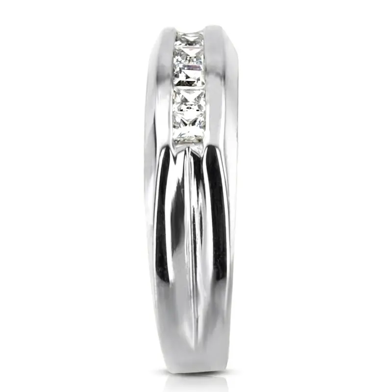 14K white gold 0.50 ct. Princess Cut Channel Set Diamond Men's Ring - alternate view 4