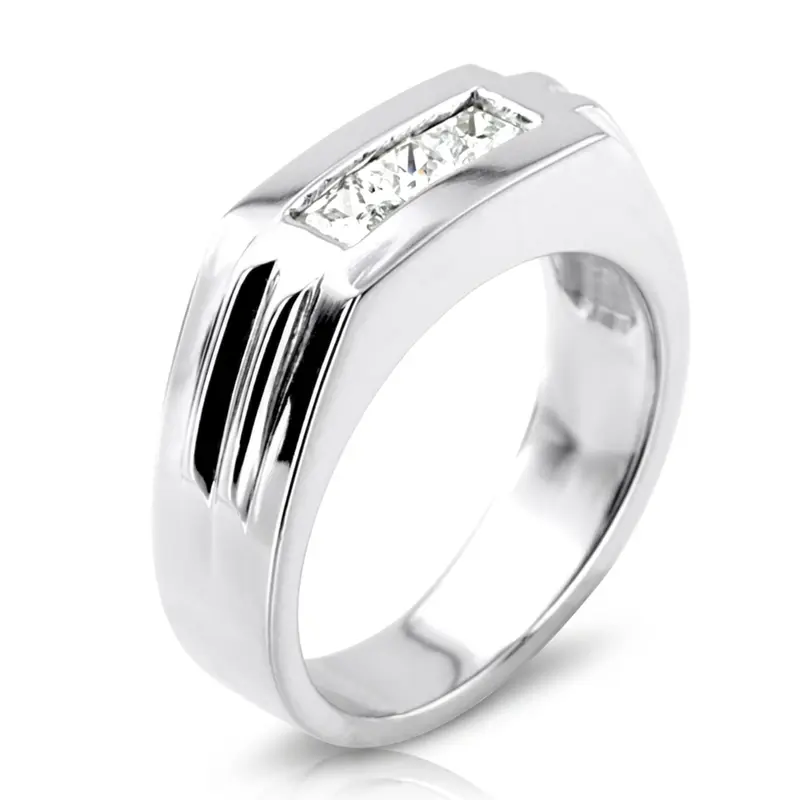 14K white gold 0.60 ct. Princess Cut Channel Set Diamond Man Ring 1 - alternate view 6